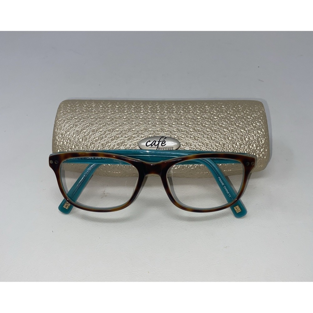 Cafe Lunettes 3180 Color C1 Teal Tortoise Womens 140 Glasses w/ Case FRAMES ONLY